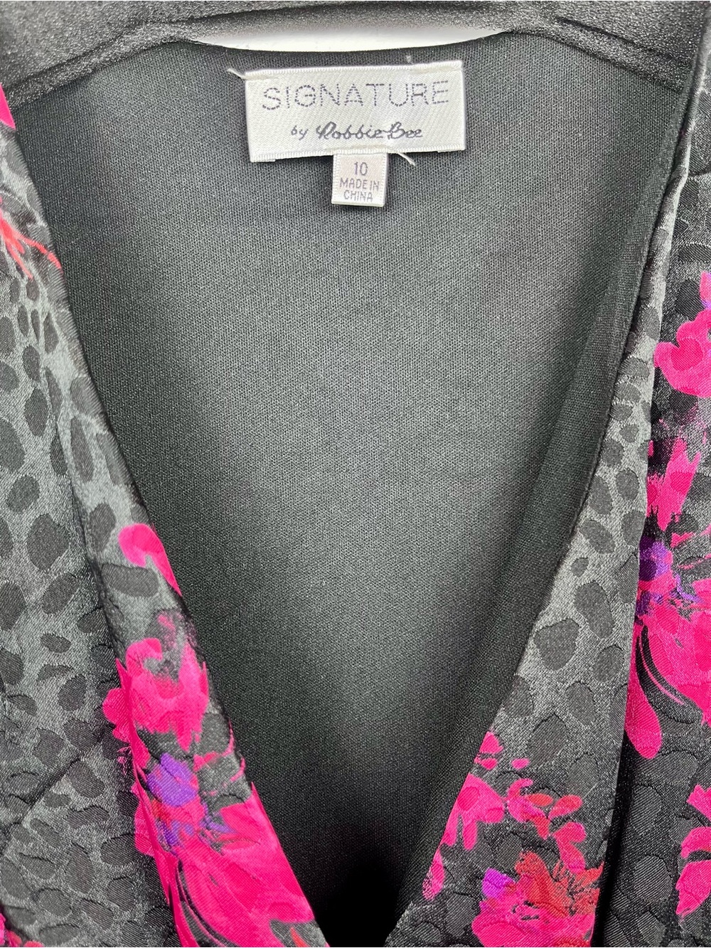 Robbie Bee Floral Faux Wrap Midi Dress Red Black Tie Waist Size 10 - Picture 12 of 14